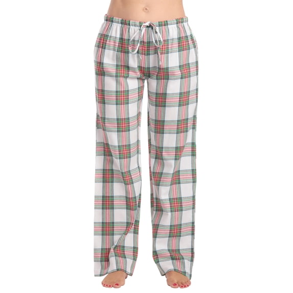 Just Love Women Pajama Pants 7051-10774-XS-SIOC (White Plaid - 100% Cotton Flannel, Small)