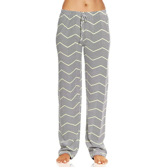 Just Love Women Pajama Pants Sleepwear (Black / Citron Chevron, Medium)
