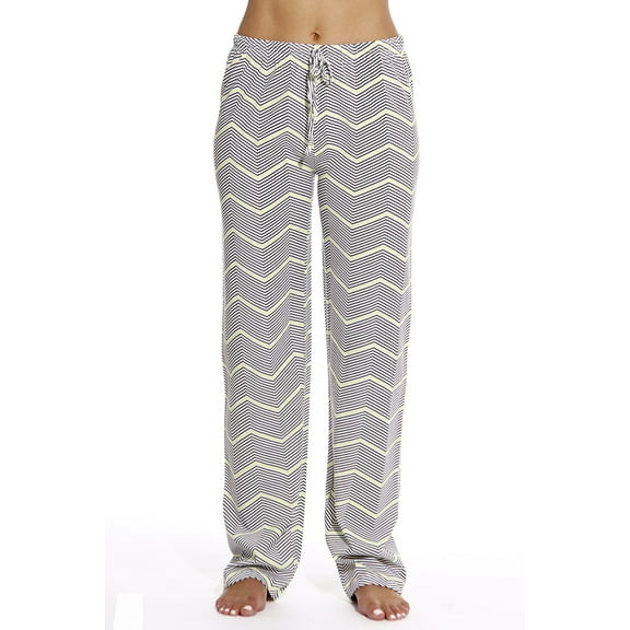 Just Love Women Pajama Pants / Sleepwear (Black / Citron Chevron, Small)