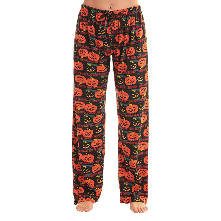 Just Love Women Pajama Pants Sleepwear (Black - Halloween Pumpkins