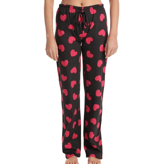 Just Love Women Pajama Pants Sleepwear (Black - Red Heart, X-large)