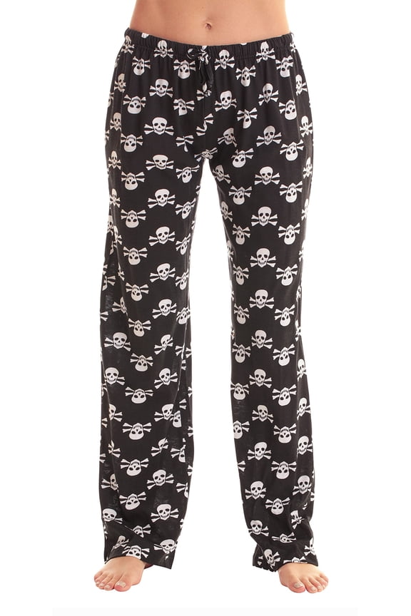 Women Pajama Pants Sleepwear (Black - Skeleton, Medium)