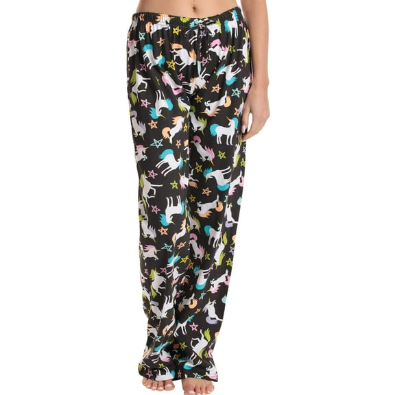 Just Love Women Pajama Pants Sleepwear (Black - Unicorn Stars, Large)