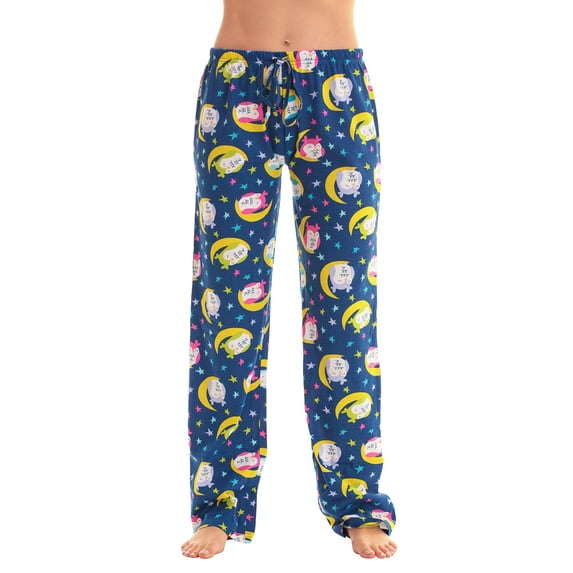 Just Love Women Pajama Pants Sleepwear (Blue - Moonstruck Owl, Large)
