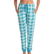Just Love Women Pajama Pants Sleepwear (Blue White Plaid Jogger, 3X)