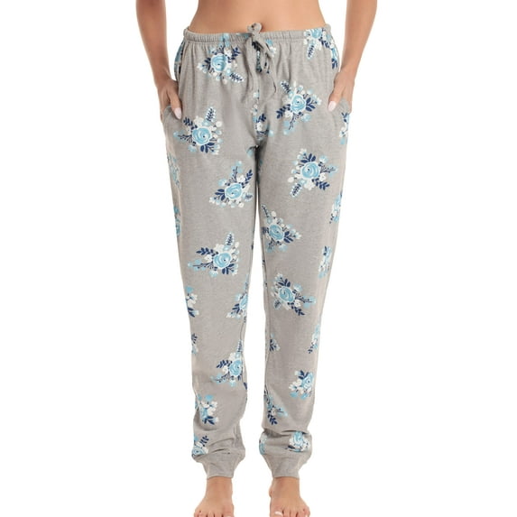 Just Love Women Pajama Pants Sleepwear (Grey - Floral Bunch Jogger, 2X)
