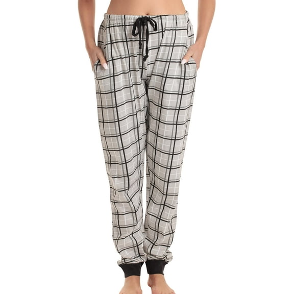 Just Love Women Pajama Pants Sleepwear (Grey Plaid Jogger, 3X)