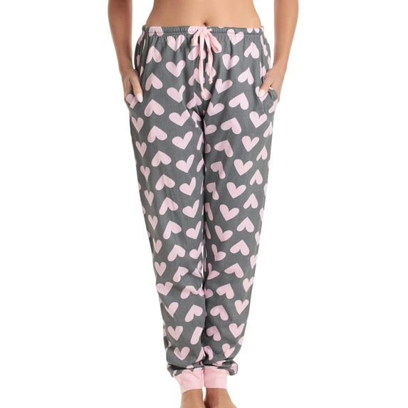 Just Love Women Pajama Pants Sleepwear (Hearts - Charcoal, X-Small)