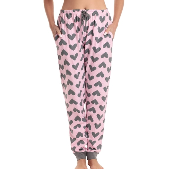 Just Love Women Pajama Pants Sleepwear (Hearts - Peach, Medium)