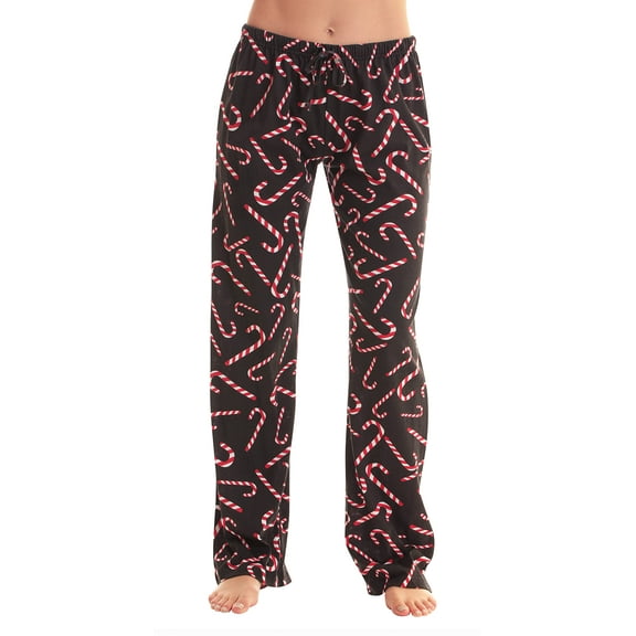 Just Love Women Pajama Pants / Sleepwear / Holiday Prints (Black - Candy Cane, Medium)