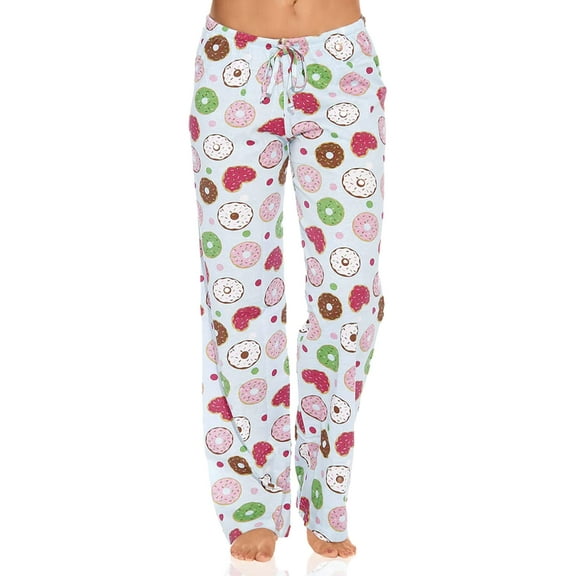 Just Love Women Pajama Pants / Sleepwear / Holiday Prints (Donuts Blue, 2X)