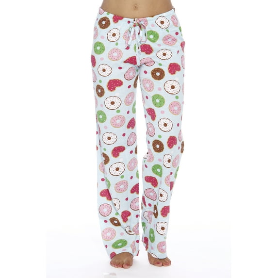 Just Love Women Pajama Pants / Sleepwear / Holiday Prints (Donuts Blue, X-large)