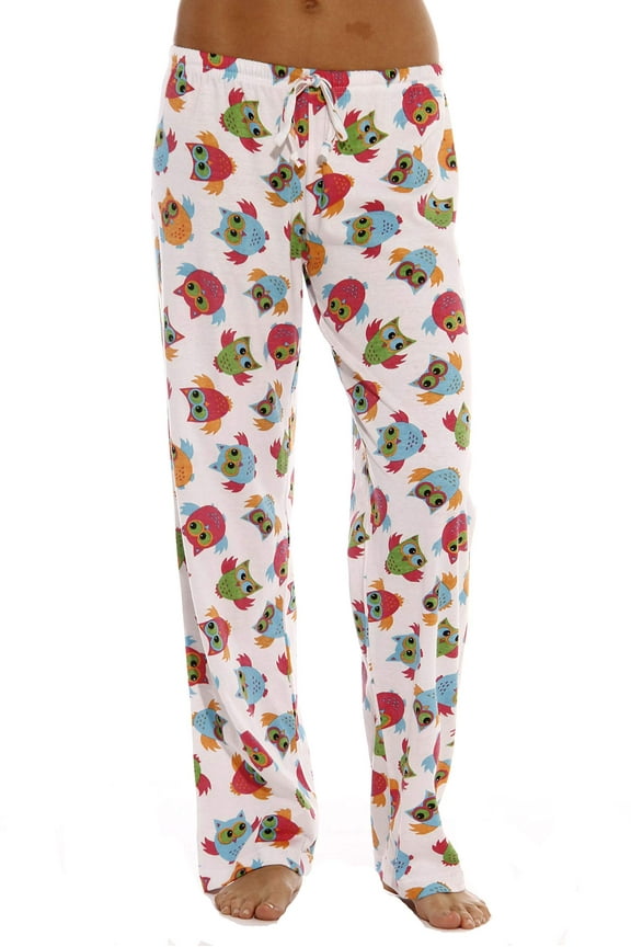 Women Pajama Pants / Sleepwear / Holiday Prints (Flying Owls White, 1X)