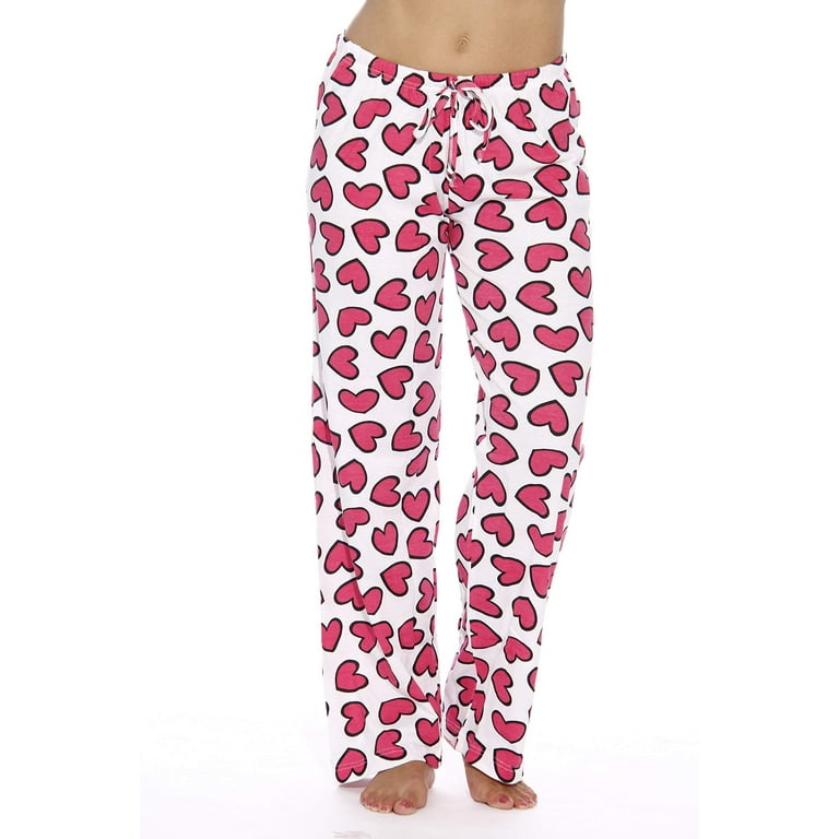 Just Love Women Pajama Pants Sleepwear Holiday Prints Hearts White X Large