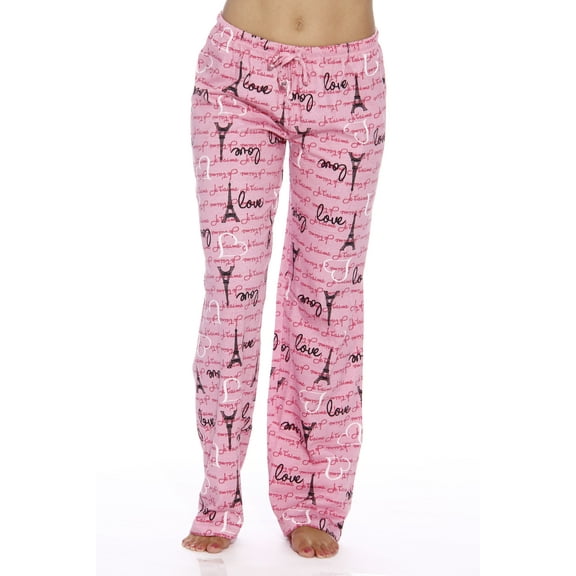 Just Love Women Pajama Pants / Sleepwear / Holiday Prints (Love Paris Pink, 2X)