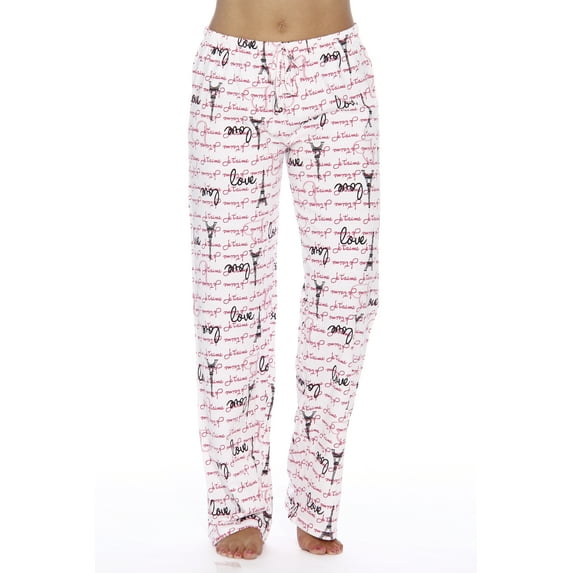 Just Love Women Pajama Pants / Sleepwear / Holiday Prints (Love Paris White, 3X)