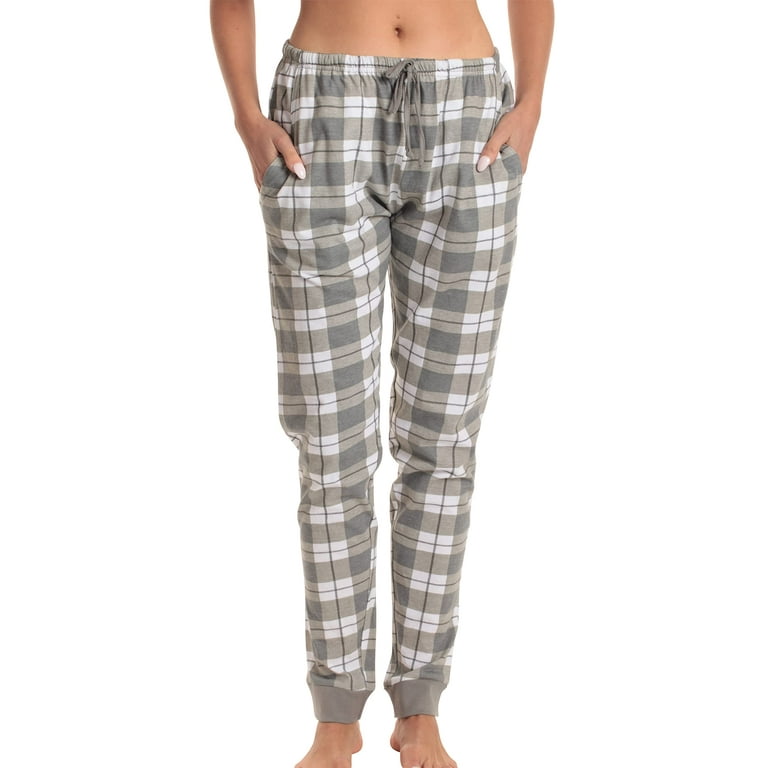 Just Love Women Pajama Pants Sleepwear Joggers (Grey White Plaid, 3X)