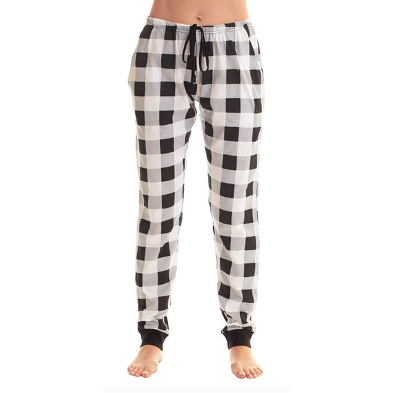 Just Love Women Pajama Pants Sleepwear Joggers (White Buffalo Plaid Jogger, X-Small)