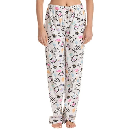 Just Love Women Pajama Pants Sleepwear (Lemon - Coffee Time Penguin, Small)
