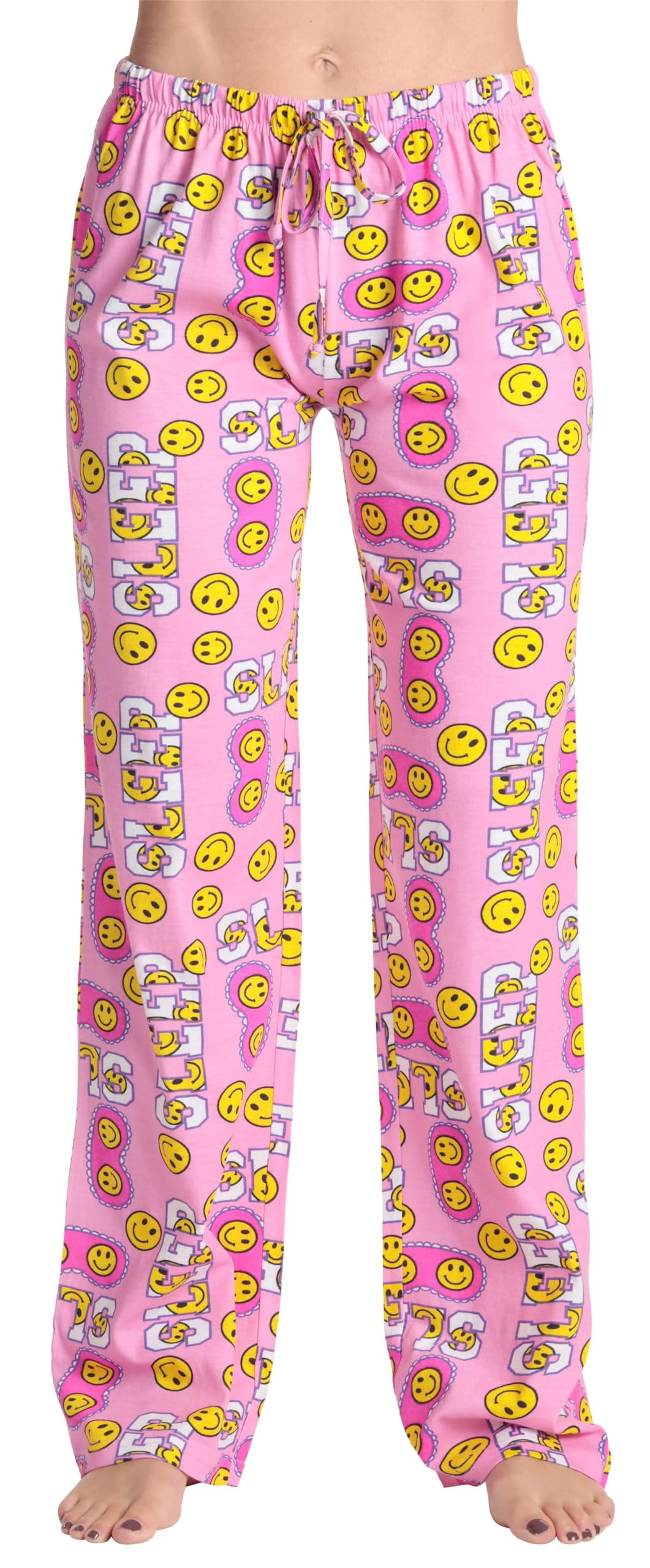 Just Love Women Pajama Pants Sleepwear Pajamas 632410769S (Small, Pink Sleep Smiley
