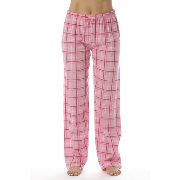 Just Love Women Plaid Pajama Pants Sleepwear (Pink Plaid, Large)