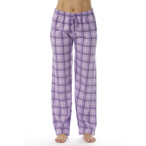 Just Love Women Plaid Pajama Pants Sleepwear (Purple Plaid, Medium)