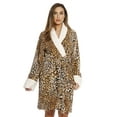 thumbnail image 1 of Just Love Women's Plush Velour Robe – Soft Hooded Bathrobe for Lounging and Relaxing (Leopard, Small), 1 of 3