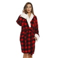 thumbnail image 1 of Just Love Women Plush Robe with Sherpa Trim - Cozy and Warm Bathrobe for Lounging (Red / Black, Small), 1 of 2