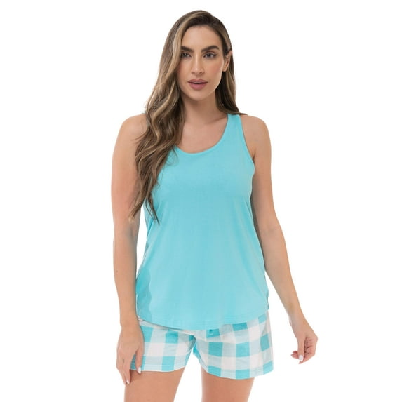 Just Love Women Sleepwear Short Sets Woman Pajamas 6901-A-2X (Buffalo Plaid - Blue White, 1X)