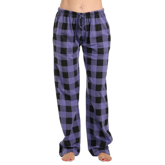Just Love Women Tie Dye Pajama Pants (Buffalo Plaid - Purple Black 100% Organic Cotton, Medium)