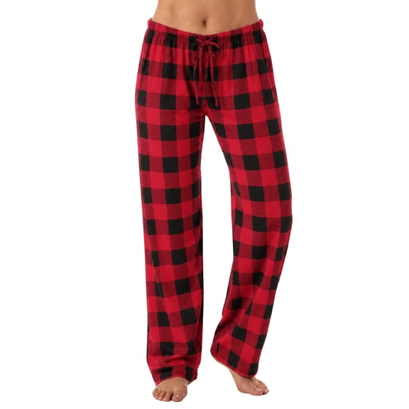 Just Love 100% Cotton Jersey Women Plaid Pajama Pants Sleepwear (Buffalo Plaid - Red Black 100% Organic Cotton, X-Small)