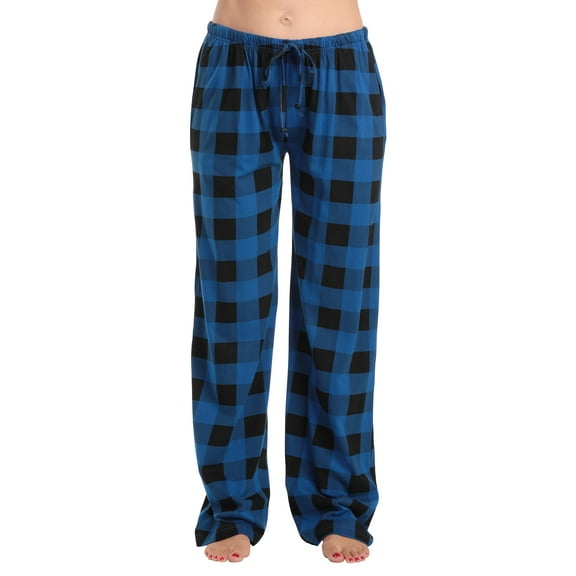 Just Love Women Tie Dye Pajama Pants (Buffalo Plaid - Royal Black 100% Organic Cotton, 2X)