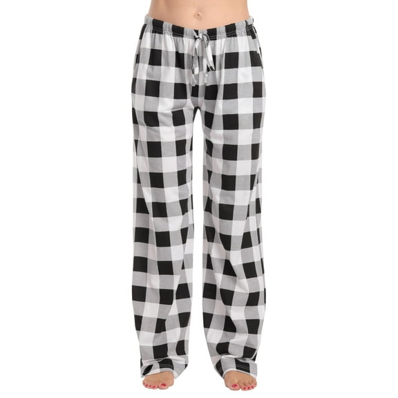 Just Love Women Tie Dye Pajama Pants (Buffalo Plaid - White Black 100% Organic Cotton, X-Small)