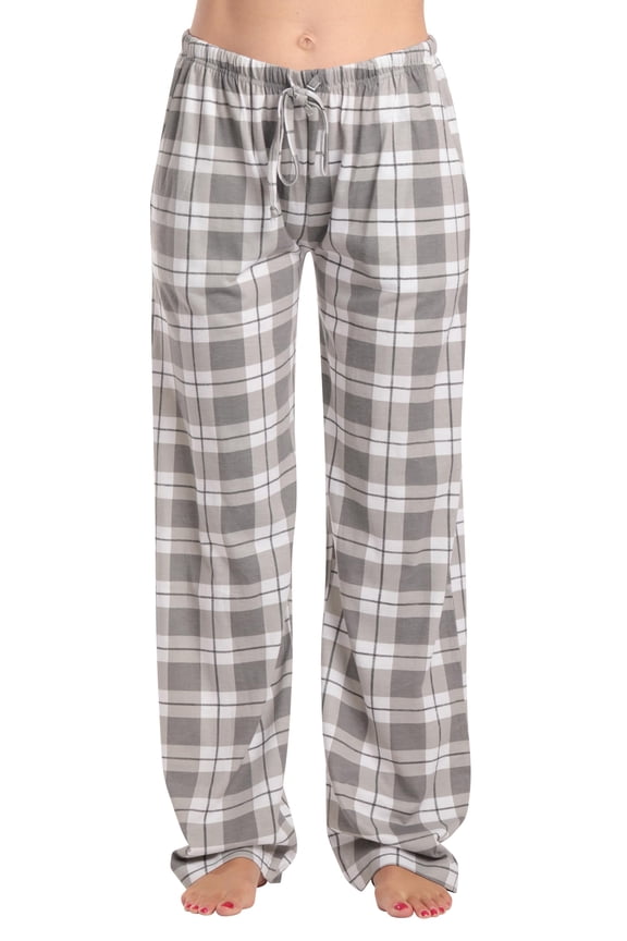 Women Tie Dye Pajama Pants (Grey Plaid 100% Organic Cotton, Small)