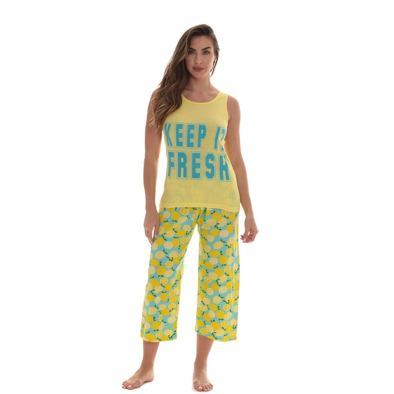 Just Love Women's 100% Cotton Capri Sets - Comfortable Sleepwear and  Pajamas (PJs) (Yellow - Keep It Fresh, Medium)