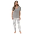 thumbnail image 1 of Just Love Women's 100% Cotton Short Sleeve Pajama Sets in Tie Dye Print (Buffalo Plaid - Grey White, 1X), 1 of 3