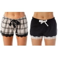 thumbnail image 1 of Just Love Women's Adjustable Waist Sleep Short (Women's), Grey Plaid and Black Solid (2-Pack), 1 of 2