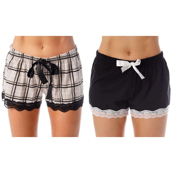 Just Love Women's Comfortable Cotton Pajamas Shorts, Gray and Black (2)
