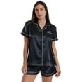 thumbnail image 1 of Just Love Women's Comfy Short Pajama Set – Perfect for Relaxing & Sleeping (Satin Navy, Small), 1 of 3