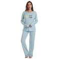 thumbnail image 1 of Just Love Women’s Cotton Pajama Set – Long Sleeve Top & Sleep Pants with Pockets – Soft Jersey Knit (Blue - Good Night, Small), 1 of 3