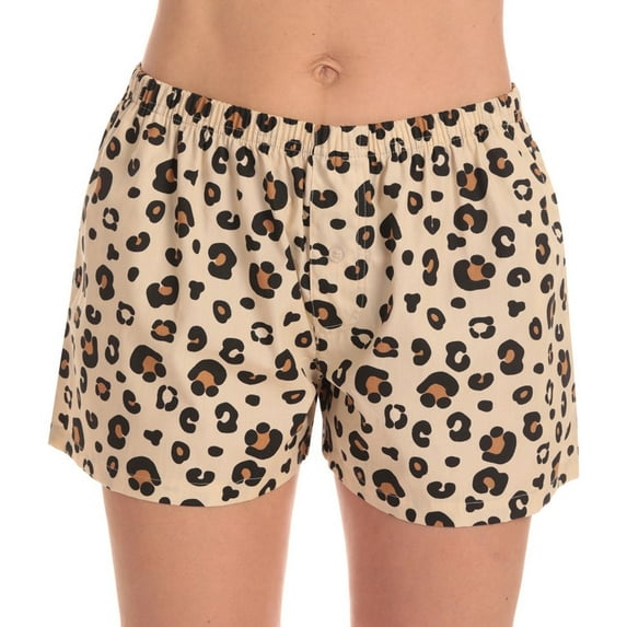 Just Love Women’s Cotton Pajama Shorts- Sleep & Lounge Boxer PJs. (Big Cheetah, Medium)