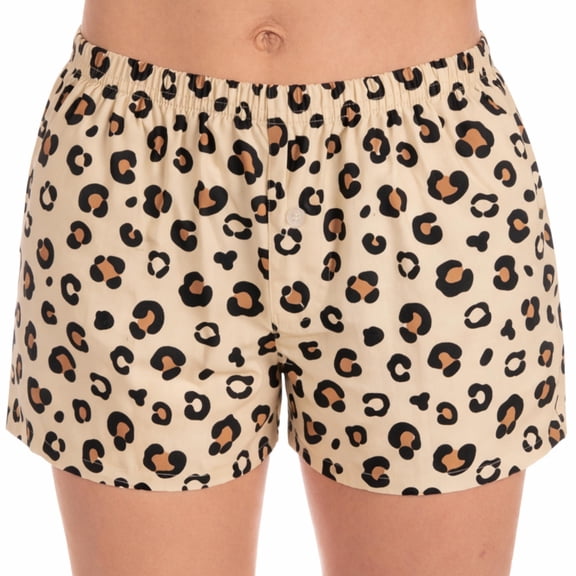 Just Love Womens Cotton Pajama Shorts- Sleep & Lounge Boxer PJs. (Big Cheetah, Small)