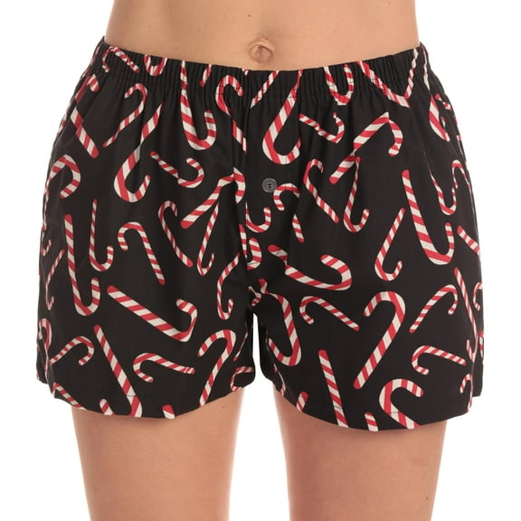 Just Love Women’s Cotton Pajama Shorts- Sleep & Lounge Boxer PJs. (Candy Cane, Small)
