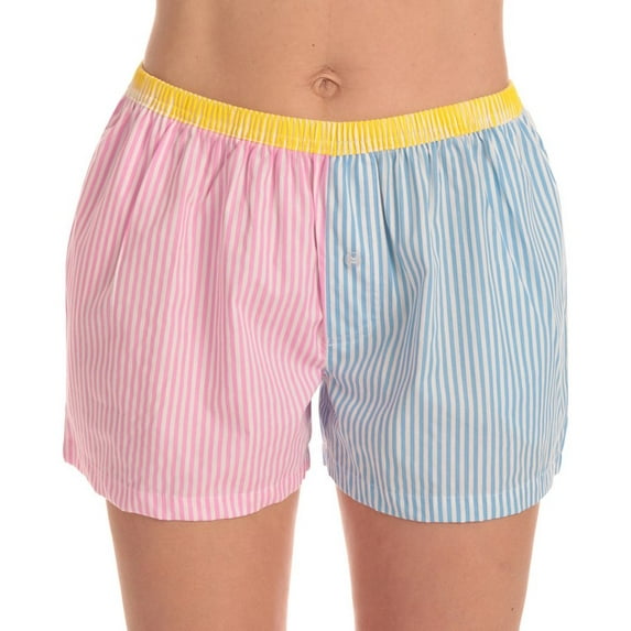 Just Love Women’s Cotton Pajama Shorts- Sleep & Lounge Boxer PJs. (Color Block Stripe, Small)