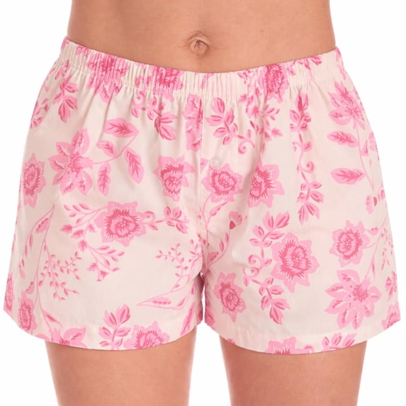 Just Love Womens Cotton Pajama Shorts- Sleep & Lounge Boxer PJs. (Floral Pink, 3X)