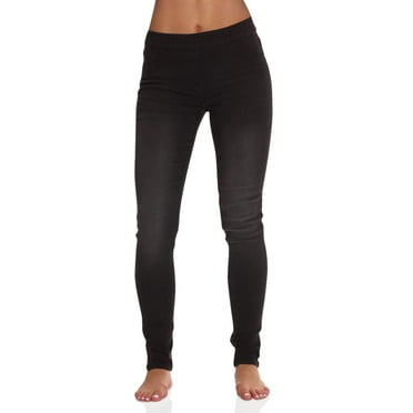 Just Love Women's Denim Jeggings with Pockets - Comfortable Stretch Jeans Leggings (Black Denim, Small)