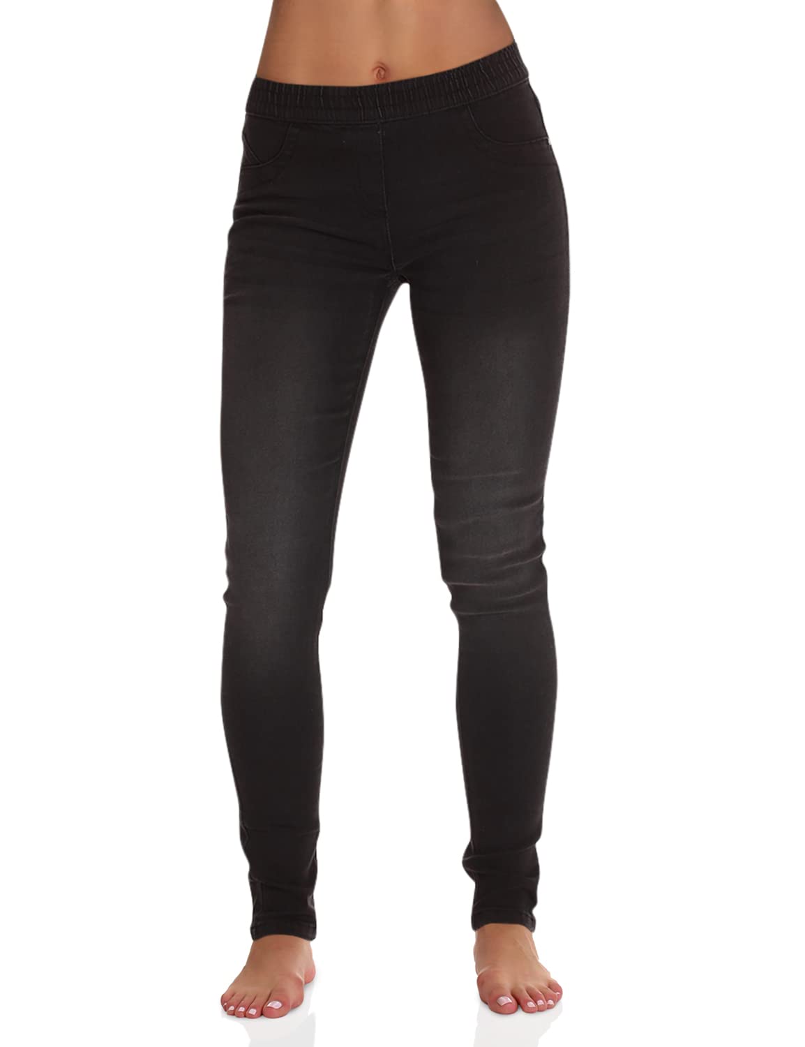 Just Love Women's Denim Jeggings with Pockets - Comfortable Stretch Jeans Leggings (Black Denim, Small) - image 1 of 2
