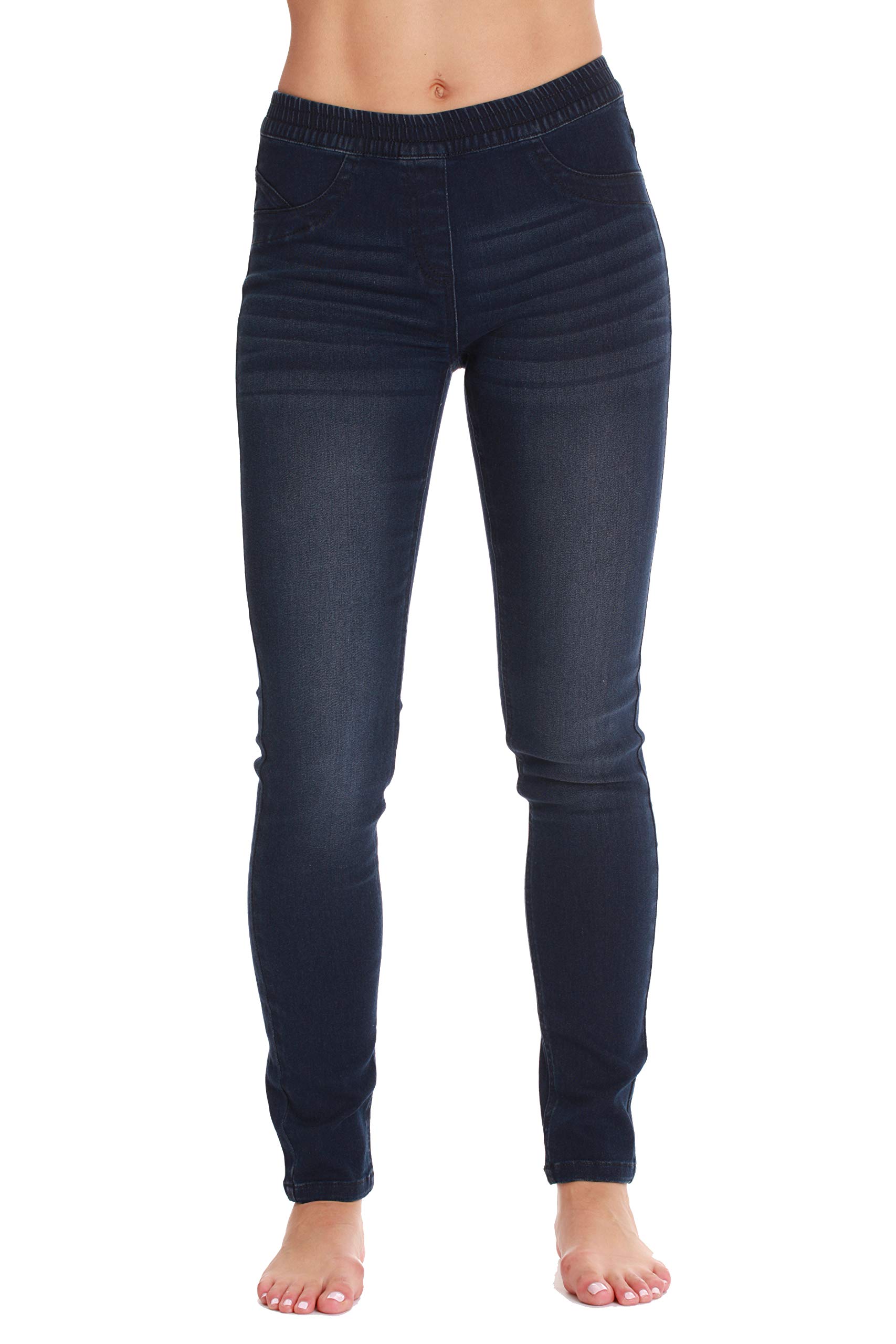 Just Love Women's Denim Jeggings with Pockets - Comfortable Stretch Jeans Leggings (Dark Denim, Large) - image 1 of 3