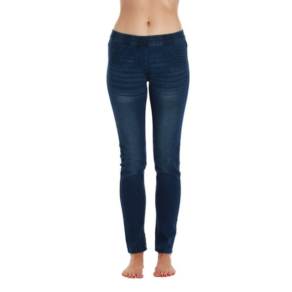 Just Love Women's Denim Jeggings with Pockets - Comfortable Stretch Jeans Leggings (Denim, Small)