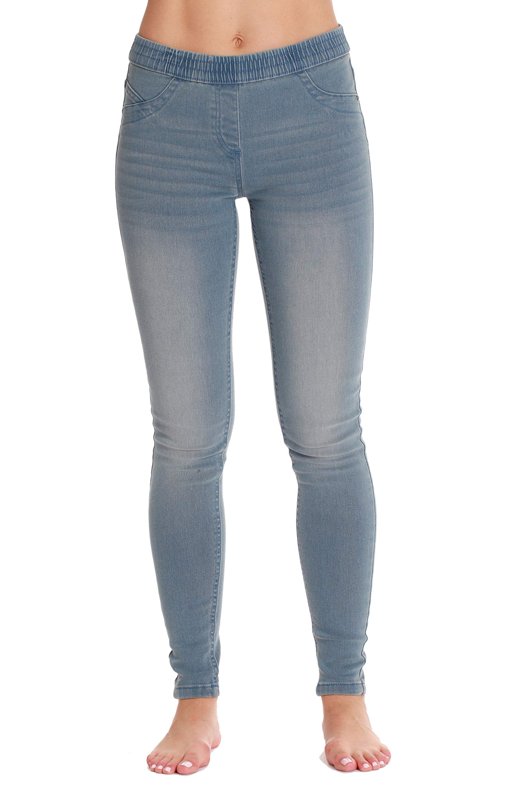 Just Love Women's Denim Jeggings with Pockets - Comfortable Stretch Jeans  Leggings (Light Blue Denim, 2X) 